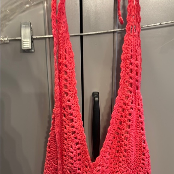Moda International Crochet Halter Dress - Pink sz med - Picture 4 of 6